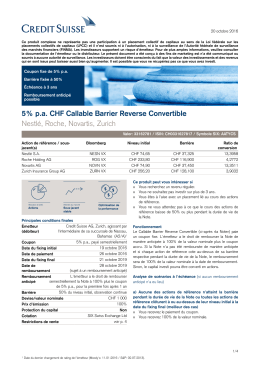 5% p.a. CHF Callable Barrier Reverse Convertible Nestlé, Roche