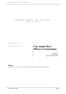 Vmc simple flux?: efficace et économique