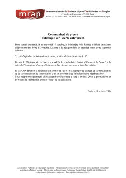 Communiqué de presse Polémique sur l`alerte enlèvement