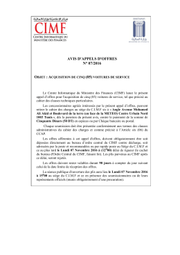 Appel d`offres pour l`acquisition de cinq (05) voitures de service