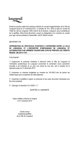 Extrait du procès-verbal de la séance ordinaire du conseil d