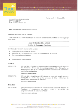 Page 1 Jeudi 20 Octobre 2016 à 18h00 Au siège de Thau agglo
