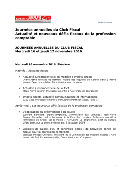 Journ&eacute;es annuelles du Club Fiscal Actualit&eacute; et nouveaux d&eacute;fis