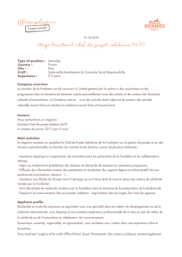 Stage Assistant Chef de projet solidaire (H/F)