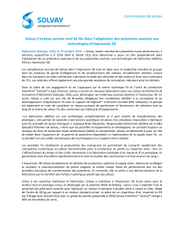 Communiqué de presse Solvay s`impose comme chef de file dans l