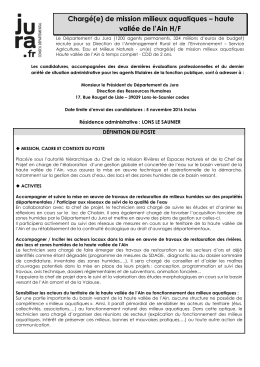 Chargé(e) de mission milieux aquatiques – haute vallée de l`Ain H/F