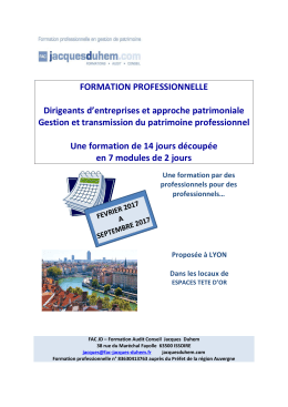 FORMATION PROFESSIONNELLE Dirigeants d`entreprises et