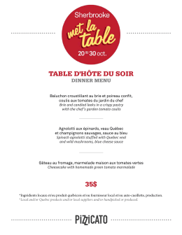 Menu soir - Sherbrooke met la table