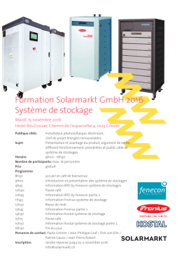Formation Solarmarkt GmbH 2016 Système de stockage