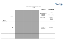 Programme des animations PEL La Chanaye vacances Toussaint