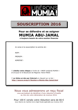 SOUSCRIPTION 2016 MUMIA ABU