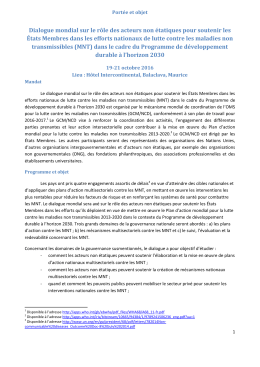 Dialogue mondial sur le rôle des acteurs non étatiques pour