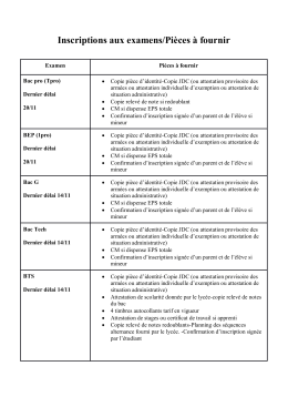 Inscriptions aux examens/Pièces à fournir - Lycée du Haut-Barr