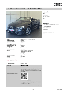 Audi A3 Cabriolet Design Ambiente 2.0 TDI 110 kW (150 ch) S tronic