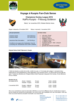 Voyage &agrave; Kuopio Fan-Club Sense KalPa Kuopio