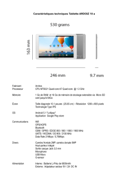 Caract&eacute;ristiques techniques Tablette ARDOIZ 10 a Fabricant Archos