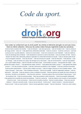 Code du sport. - Codes pour Droit.org