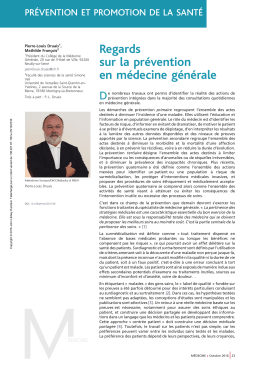 Regards sur la pr&eacute;vention en m&eacute;decine g&eacute;n&eacute;rale