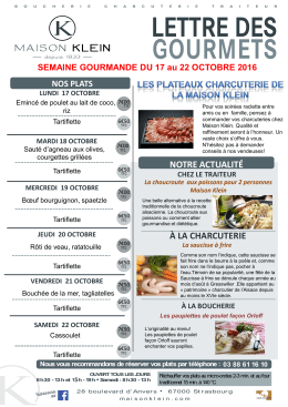 Lettre des gourmets semaine 42