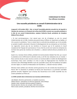 Consulter le communiqu&eacute; de Presse