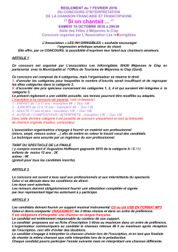 Reglement concours de chant 2016