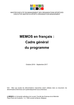 MEMOS en français - Université catholique de Louvain