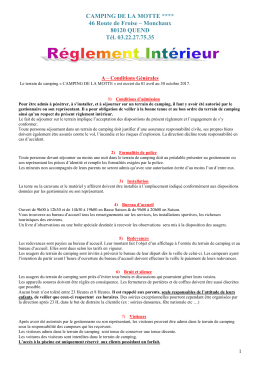 Règlement intérieur - Camping De La Motte