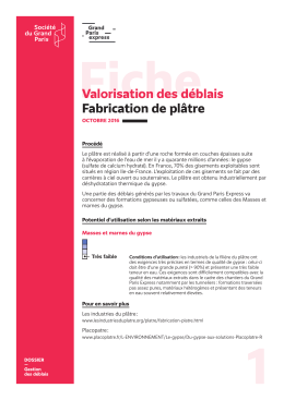Valorisation des déblais Fabrication de plâtre