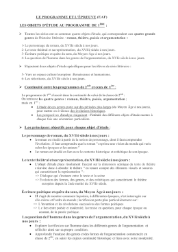 LES OBJETS D`&Eacute;TUDE AU PROGRAMME DE l