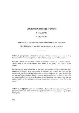 Page 1 APPLICATION/REQUETE N° 17072/90 P w/Al JSTRIA P