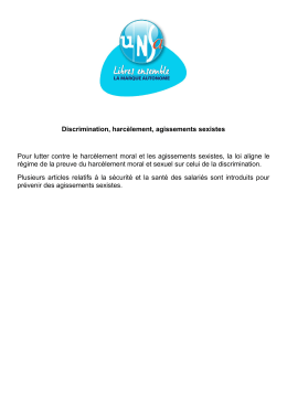 Discrimination, harc&egrave;lement, agissements sexistes