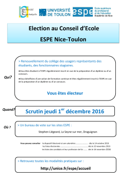 Election au Conseil d`Ecole ESPE Nice