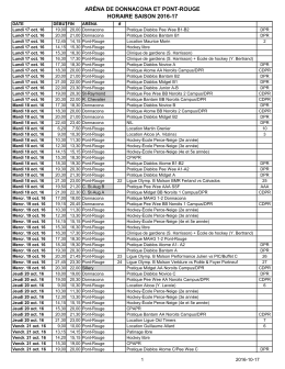 Horaire de glace du Centre r&eacute;cr&eacute;atif Jo&eacute; Juneau - Ville de Pont