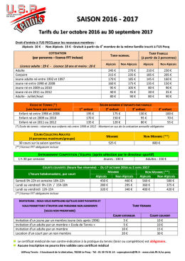 Tarif 2016-2017