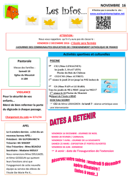 NOVEMBRE 16 - Ecole Sainte Marie Pie X