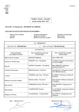 Page 1 Annexe 1 | g | ::::::::: CONSEIL ECOLE – COLLEGE Année