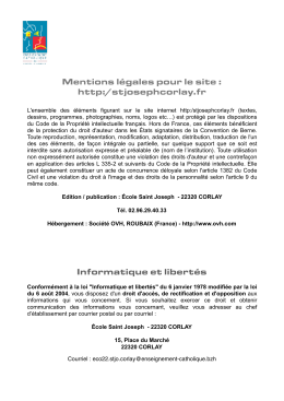 Mentions l&eacute;gales - le site de l`&eacute;cole Saint Joseph