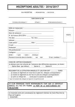 Fiche d`inscription CEPF 2016/2017 - Adulte