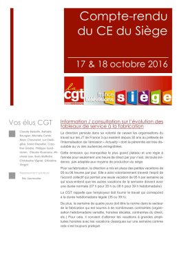 17 et 18 octobre 2016 - CGT France Télévisions Siège