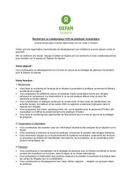 Recherche un collaborateur (h/f) de plaidoyer humanitaire