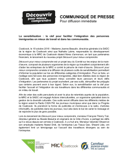 communiqué de presse - Actions Interculturelles