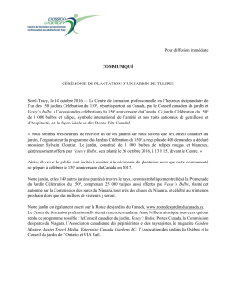 Pour diffusion immédiate COMMUNIQUÉ - CFP Sorel