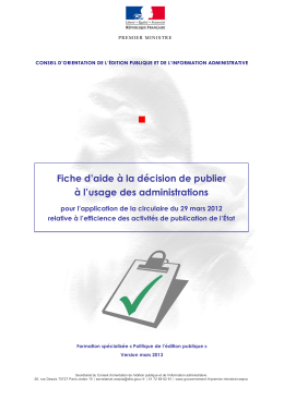 Fiche d`aide &agrave; la d&eacute;cision de publier &agrave; l`usage