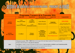 Programme Vacances de la Toussaint 2016