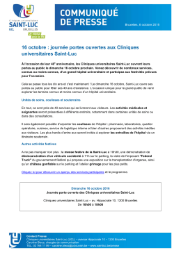 16 octobre 2016 : journ&eacute;e portes ouvertes aux Cliniques