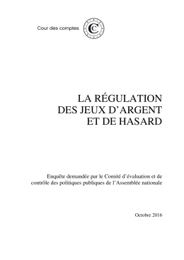 La régulation des jeux d`argent et de hasard