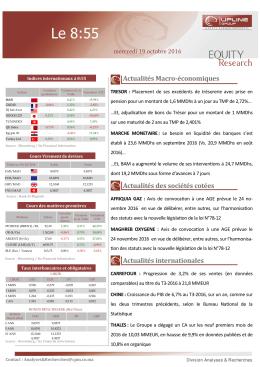 08h55 - Bourse de Casablanca