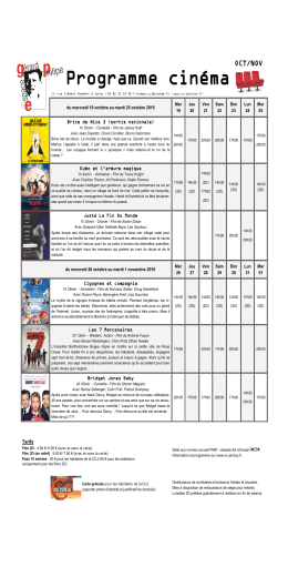 Programme cinéma du 19 oct au 2 nov