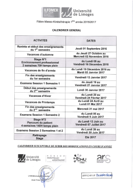 Calendrier général de la 1ère année du Diplôme d`Etat de Masso