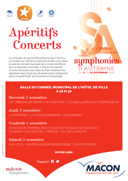 Programme des apéritifs concerts du 2 au 13 novembre 2016